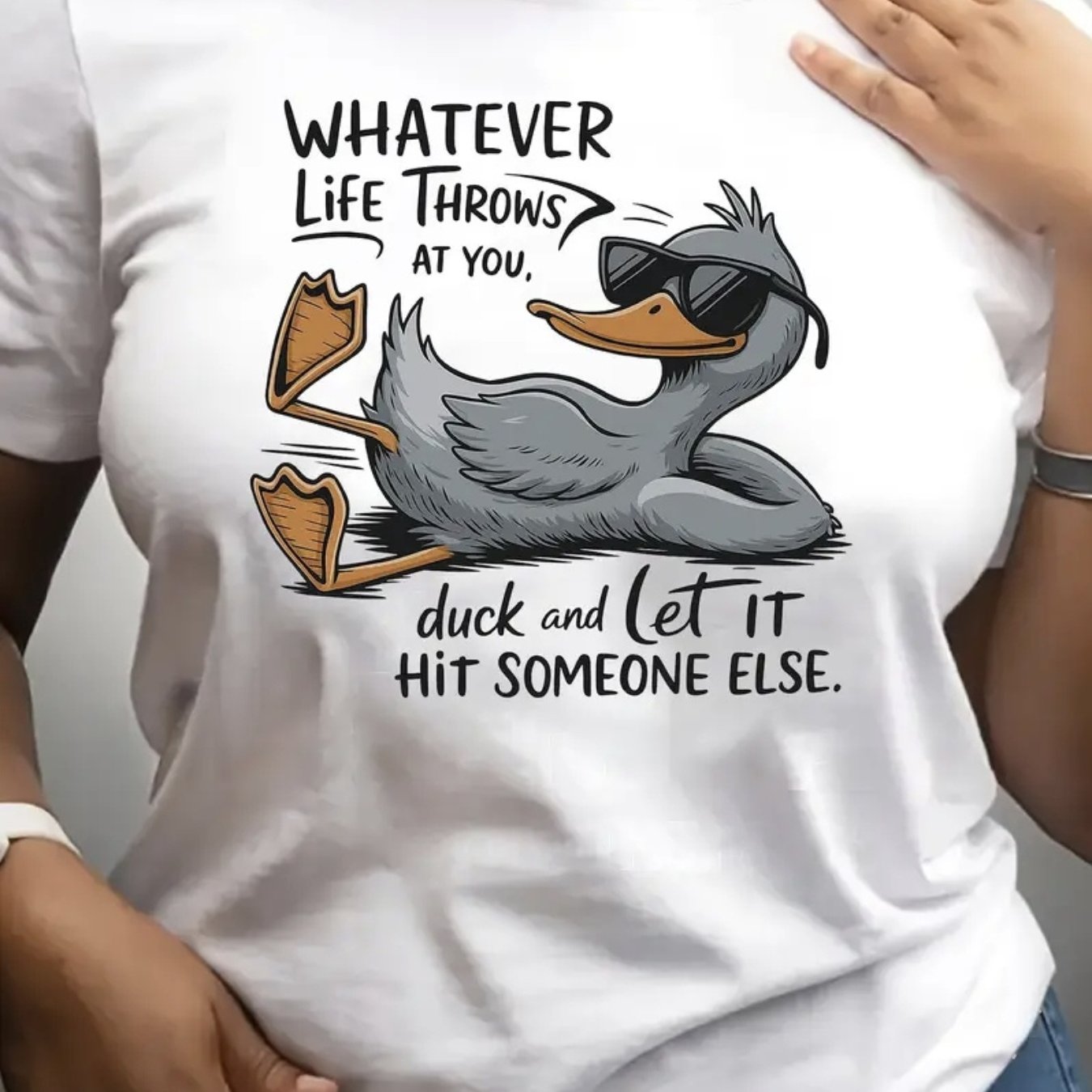 TEMU Plus Size, Women's Graphic T-shirt - " Throws At You" Saying - Stretchy Plus Size Top - Machine Washable Everyday Casual Shirt - Lightweight