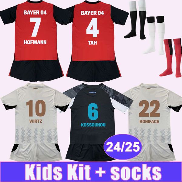 24 25 Leverkusen Kids Kit Soccer Jerseys HOFMANN WIRTZ PALACIOS FRIMPONG HINCAPIE KOSSOUNOU TAPSOBA SCHICK Home Away 3rd Football Shirts Uni