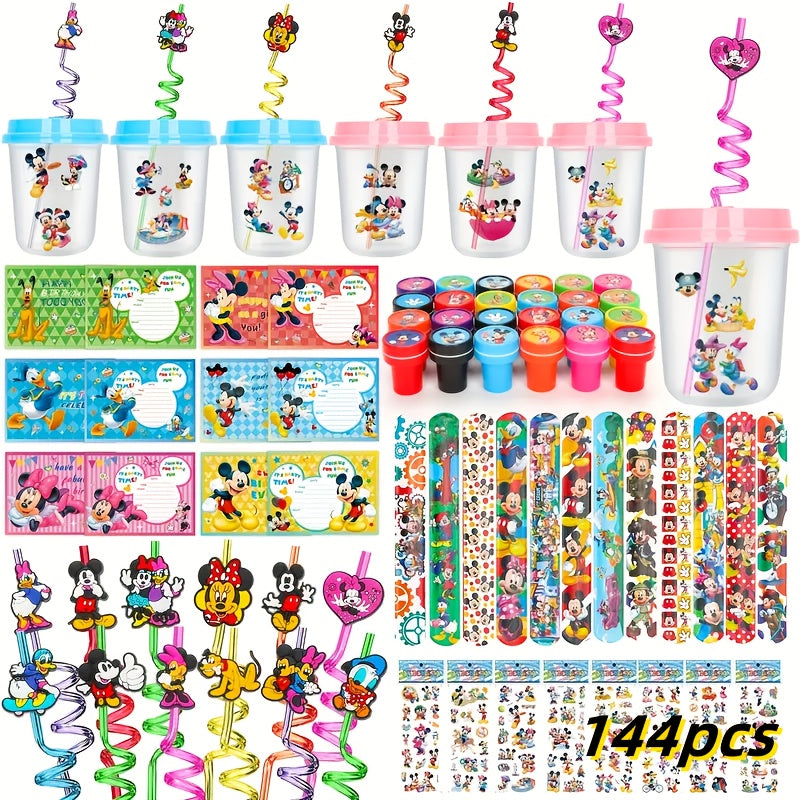 TEMU And Mouse Birthday Party Gifts. The , And Mouse Party Gift Set Includes 24 Milk Tea Cups, 24 Straws, 24 Pop Ring Bracelets, 24 Stamps, 24 Cards