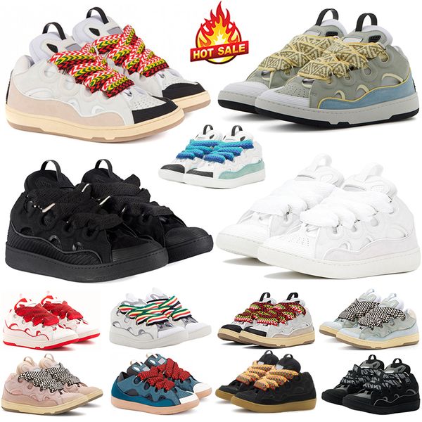 With Box designer men women shoes Platform leather curb sneakers embossed Black White Pink Beige Blue Low luxurys mens trainers