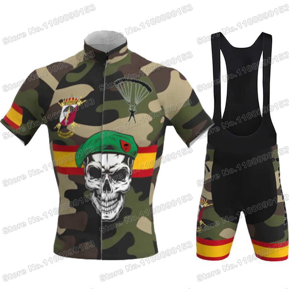 2022 Paratrooper Transmission Company Cycling Jersey Set Skull Spain Military Camouflage Cycling Clothing Men Road Bike Suit