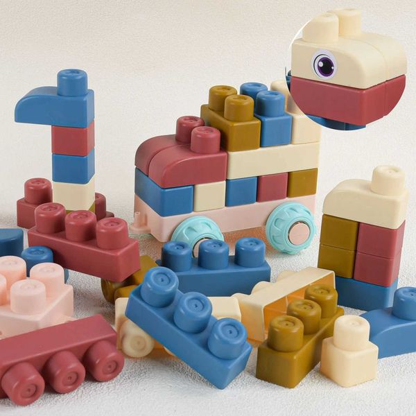 New Upgraded Early Education Puzzle Assembly Toy Chewable And Boiled Large Soft Rubber Building Block DIY Large Size Toy ThanC250211