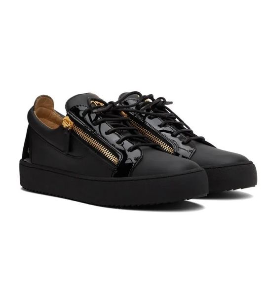 Designer de luxo Low Top Kriss Sneakers Shoes Men Zip Fisnening Hardware Gold Tone Suede Treinadores de couro Man Homem Casual EU38-46 Com B