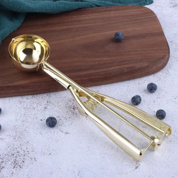 Gold Ice Cream Spoon Stainless Steel Ice Cream Tools Cookie Scoop Icecream Spoon Kitchen Sticks Mashed Potatoes