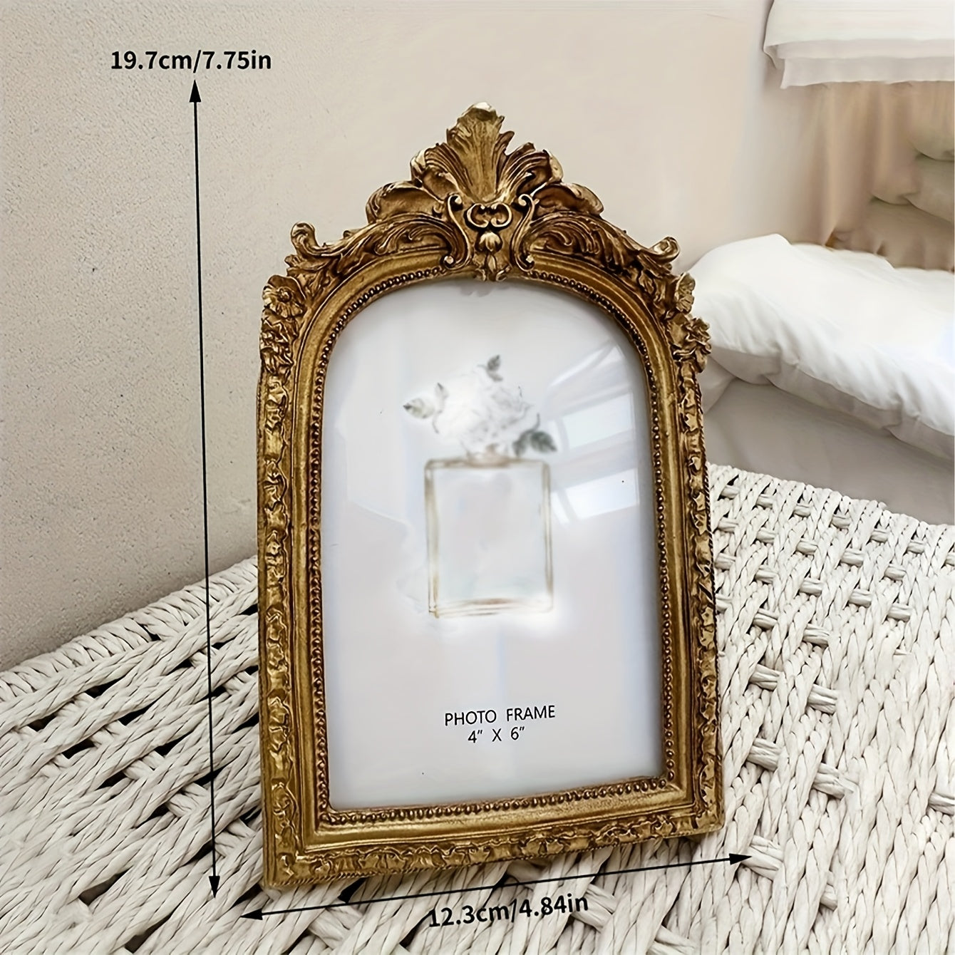 TEMU 1pc Vintage Lace Photo Frame - Elegant Semi- With Floral Patterns, Durable Plastic Frame For Home Decor, Weddings, Anniversaries & Special