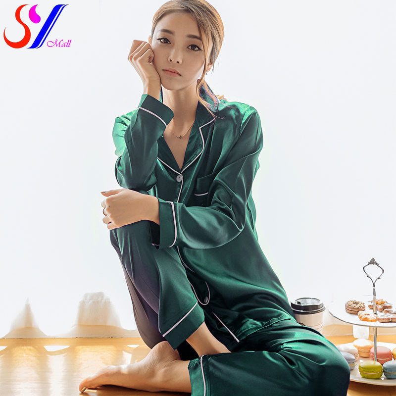Women&#039;s Sleepwear Womens Silk Satin Pajamas Pyjamas Set Sleepwear Pijama Pajamas Suit Female Sleep Two Piece Set Women&#039;s Loungewear Plus S