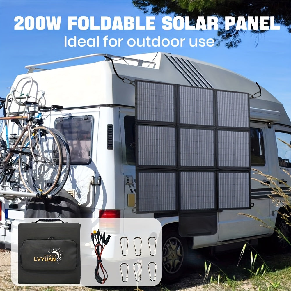 TEMU 200w Portable Solar Panel With Adjustable & Foldable Design - 36v Solar Power For Rv, Camping, Outdoor, Tablets, (200w Solar Panel), Camping