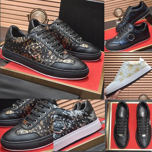 Luxury designer shoes men python lo-top sneakers grained calfskin black white green gold silver graffiti sneaker sizs 38-45