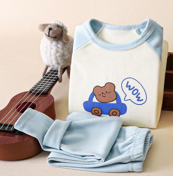 24 25 Children&#039;s underwear set autumn new school uniforms boys de velvet clothes girls warm home wear children&#039;s clothing wholesal