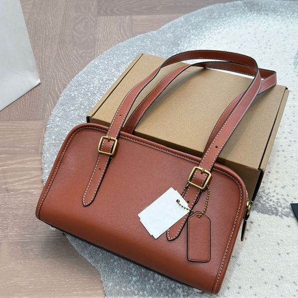 C Bag High Quality Womens Shoulder Bag Designer Bags Fashion Swing Zip Armpit Wallet 25Cm Luxury Leather Lady Bowling Handbag Dark Brown Hob