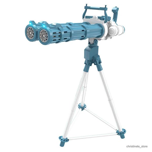 Sand Play Water Fun New Double Tube Electric Bubble Machine Supper Electric Bubble Gun Machine Water Gun Soap Bubble Maker Bazooka Bubble Gu