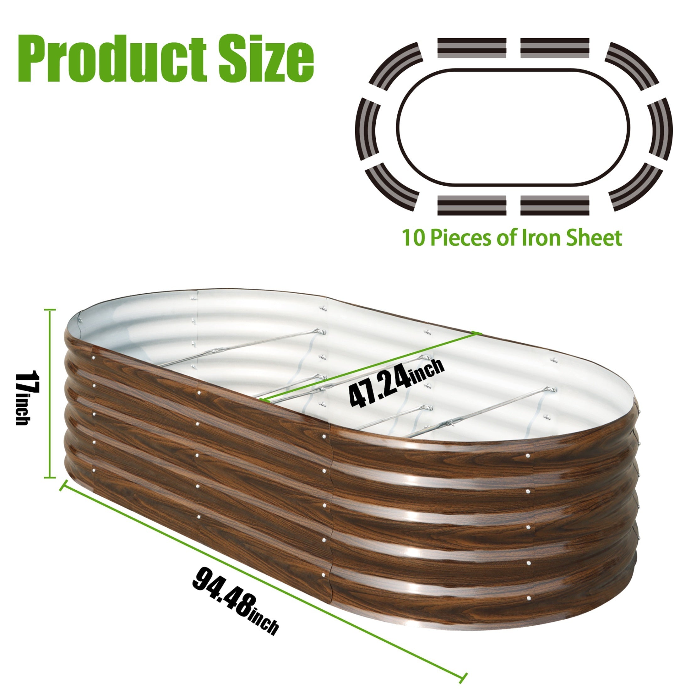 TEMU Raised Garden Bed Outdoor, Large Garden Raised Bed, Metal Planter Box For Fruits Herbs