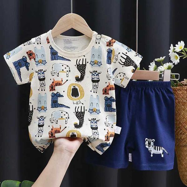 Clothing Sets Boys T-shirt and Shorts Set Pure Cotton Girls Summer Clothing Boys T-shirt for 110-130cm Tall Kids 100% Cotton 2-5Y KIDS
