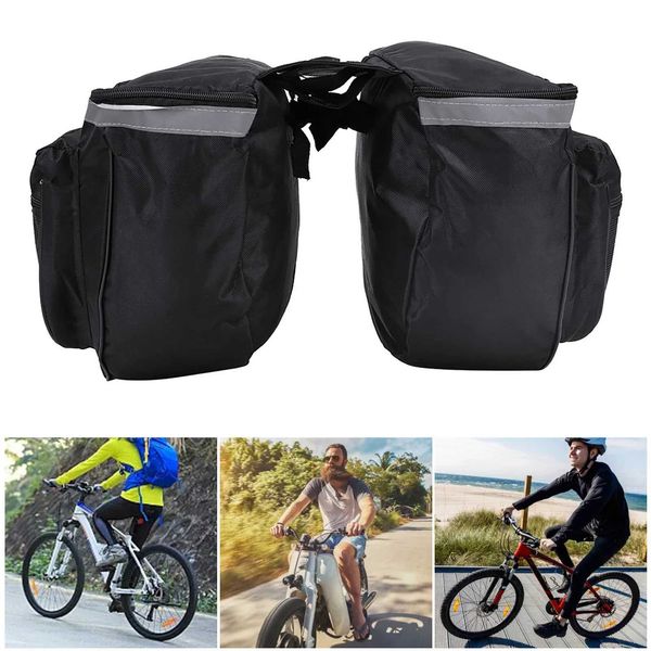 25L Bicycle Rear Seat Bag Waterproof Double sided Pannier Bag Large Capacity Luggage Bag with Reflective Strip Suitable for Mountain Bicycle