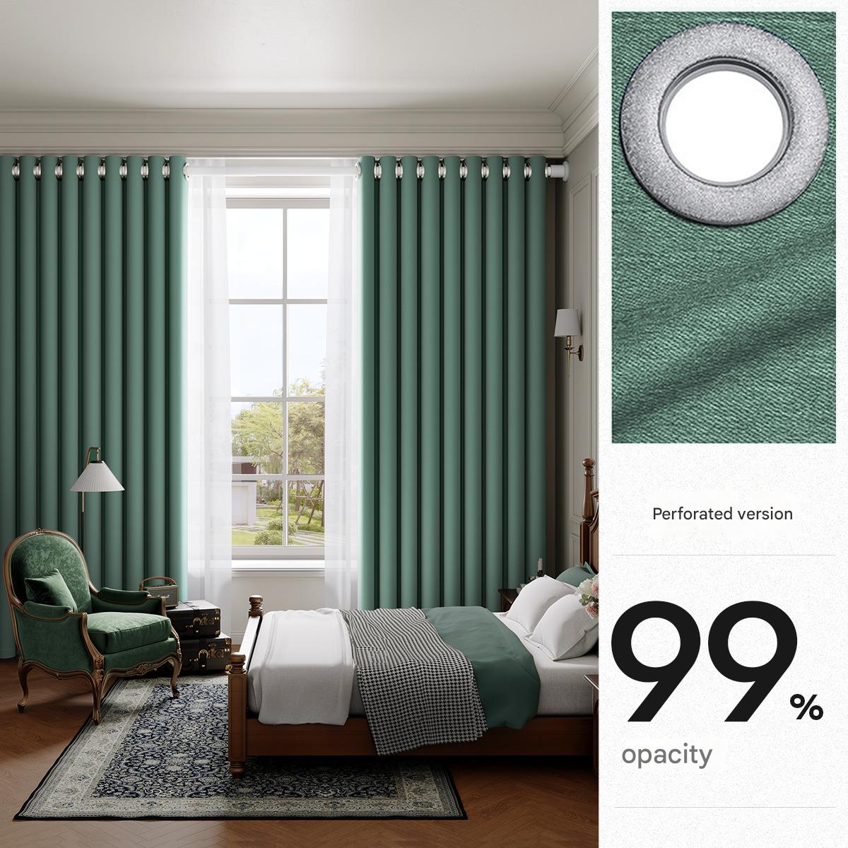 YL-36732 Punch-free sunshade cloth curtains, fully blackout finished curtains, strong blackout and heat insulation floating curtains, blackout curta