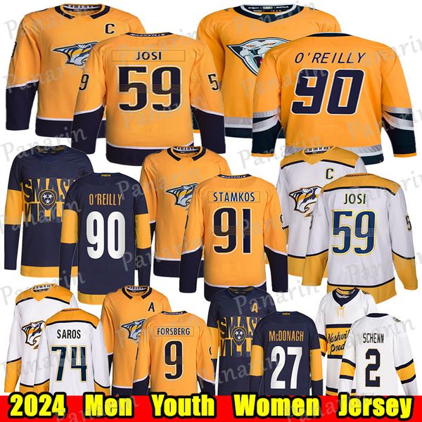 #91 Steven Stamkos Reverse Retro hockey jersey #59 Roman Josi Ryan O&#039;Reilly Filip Forsberg Juuse Saros Colton Sissons Skjei Luke Schenn