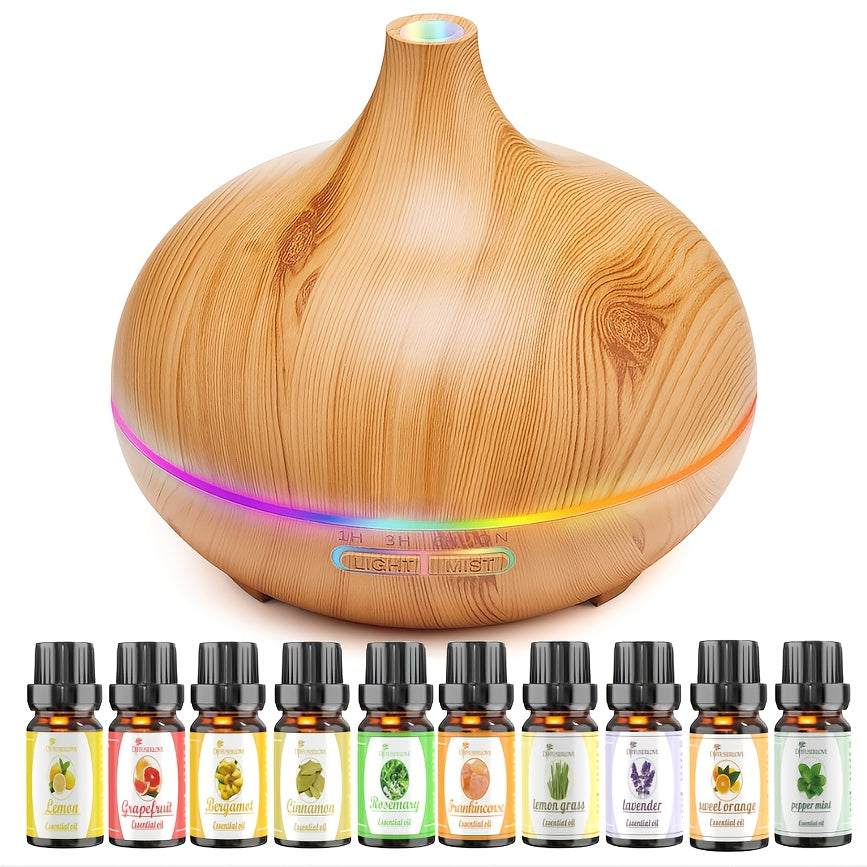 TEMU Diffuser & Essential Oil Set - Technology Top 10 Oils Modern With 4 Timer 7 Ambient Light Settings Therapeutic Grade Lavender, Air Freshener For