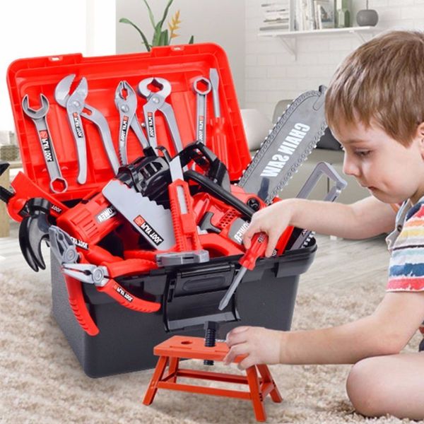 Tools Workshop Children Toolbox Engineer Simulation Repair Tools Pretend Toys Electric Drill Screwdriver Tool Kit Play Toy Box Set for Kids
