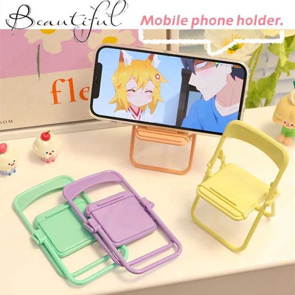 Portable Mini Mobile Phone Stand Desktop Chair Stand 4 Color Adjustable Macaron Color Stand Foldable Back Decoration DecoratioM240725