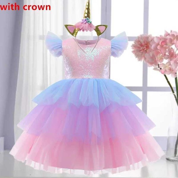 Girls Rainbow Christmas Brithday Sequin Tutu Dresses Clothes Children Kids Princess Party Outfits Little Girls Clothing X241021