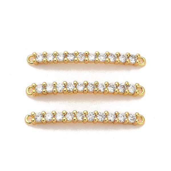 Messing Micro Pave klare Zirkonia gebogene Rechteck-Anschluss-Charms