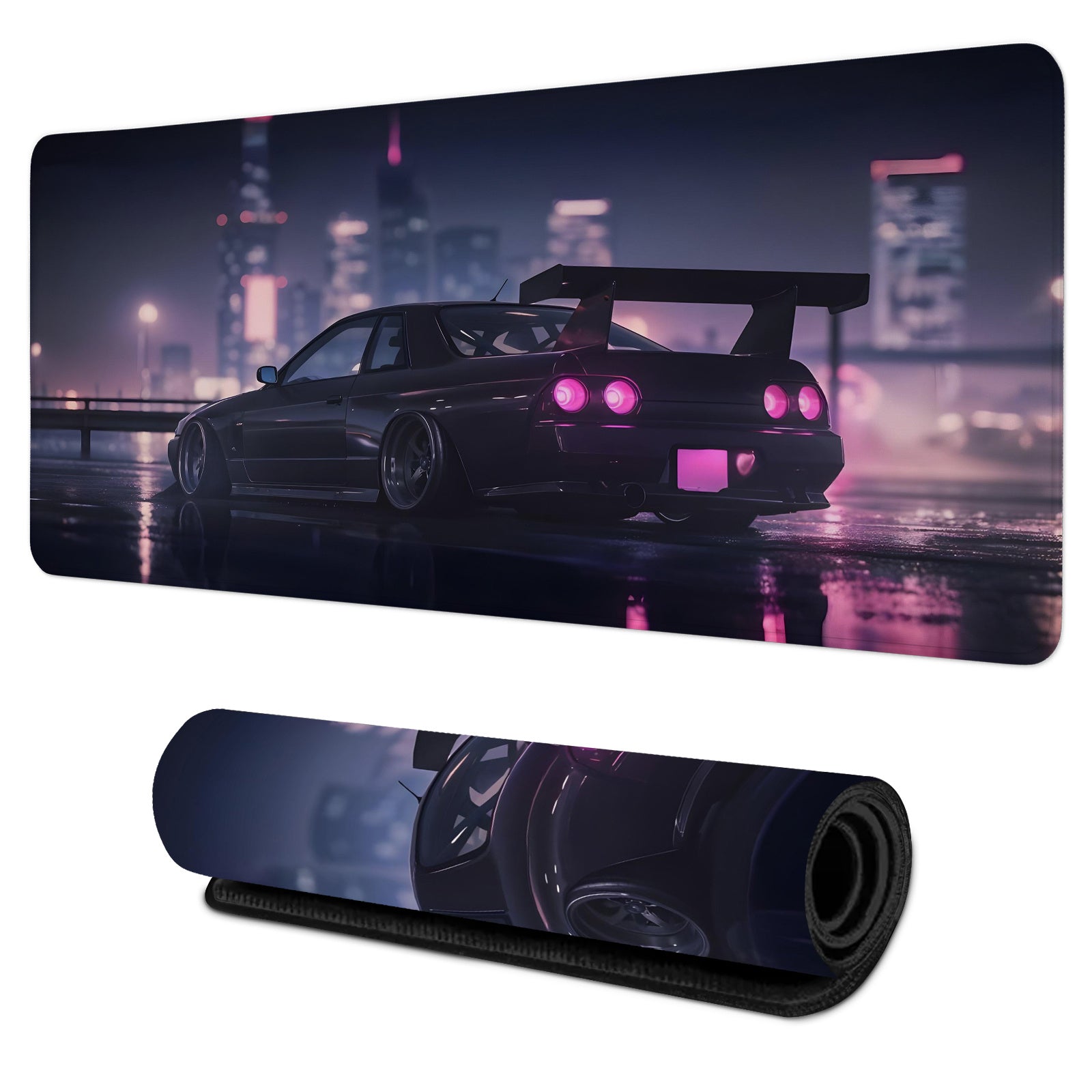 TEMU 1pc Mouse Pad Sleek Black Sports Car At Night Large Keyboard And Laptop Pad For Office Decor Rectangular Desk Mat Office Mouse Pad Gaming Mouse