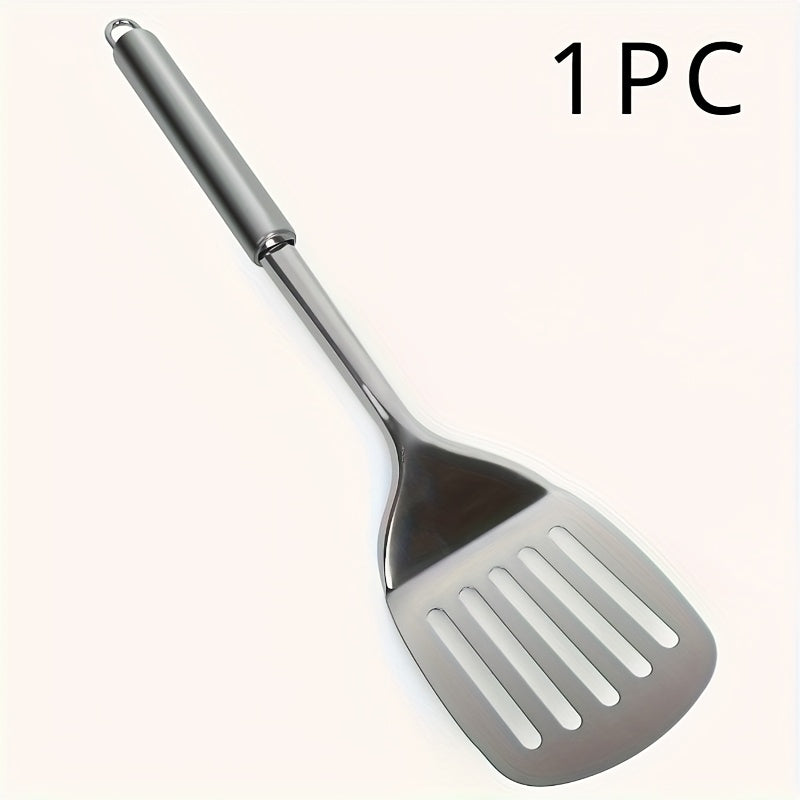 TEMU Stainless Steel Slotted Turner Spatula 1pc - Kitchen Utensil For Cooking, Flipping, And Serving