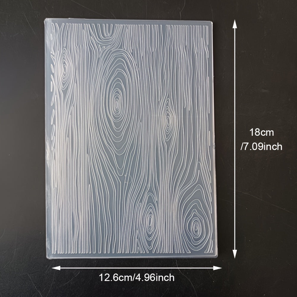 TEMU Woodgrain Embossed Plastic Folder For Card Making - 3d Annual Rings Design - Scrapbooking Supplies - Art & Craft Materials