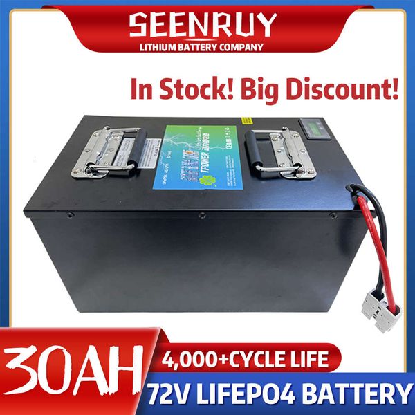 Lithium 72V 30Ah Lifepo4 Battery Pack Deep Cycle With BMS 24S for 5000W 3000W Bike Scooter Tricycle Motorcycle +5A Charger
