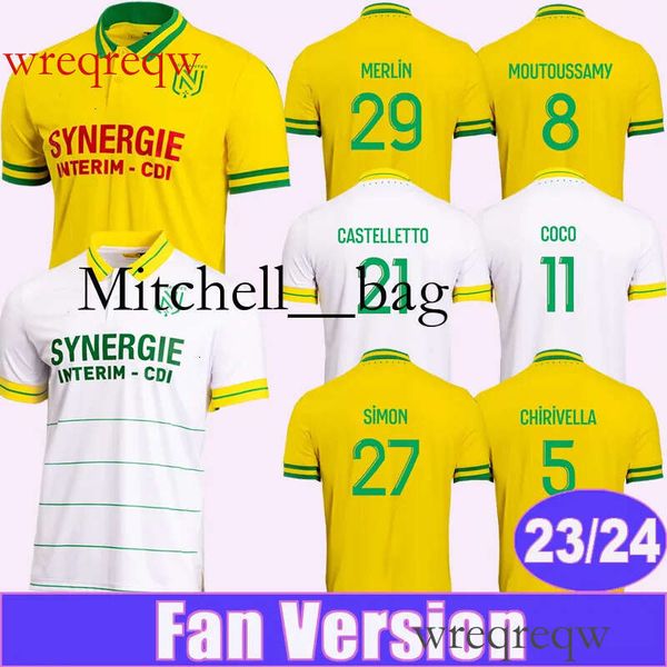 Mit08 2023 24 Nantes Simon Chirivella Mens Soccer Jerseys Bamba Mohamed Moutoussamy Pallois Mer Home Away Football Shirts Short Sleeve