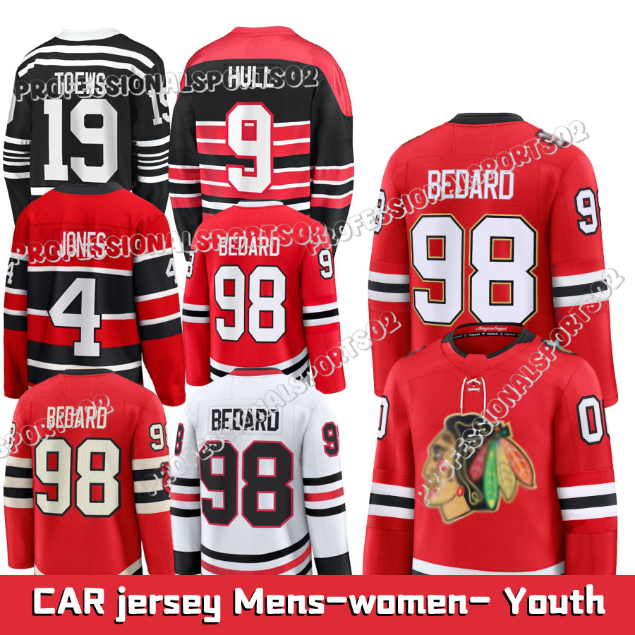 #98 Bedard #00 Griswold #86 Teravainen Philipp Kurashev Petr Mrazek Chicago Blackhawkss Hockey Jerseys