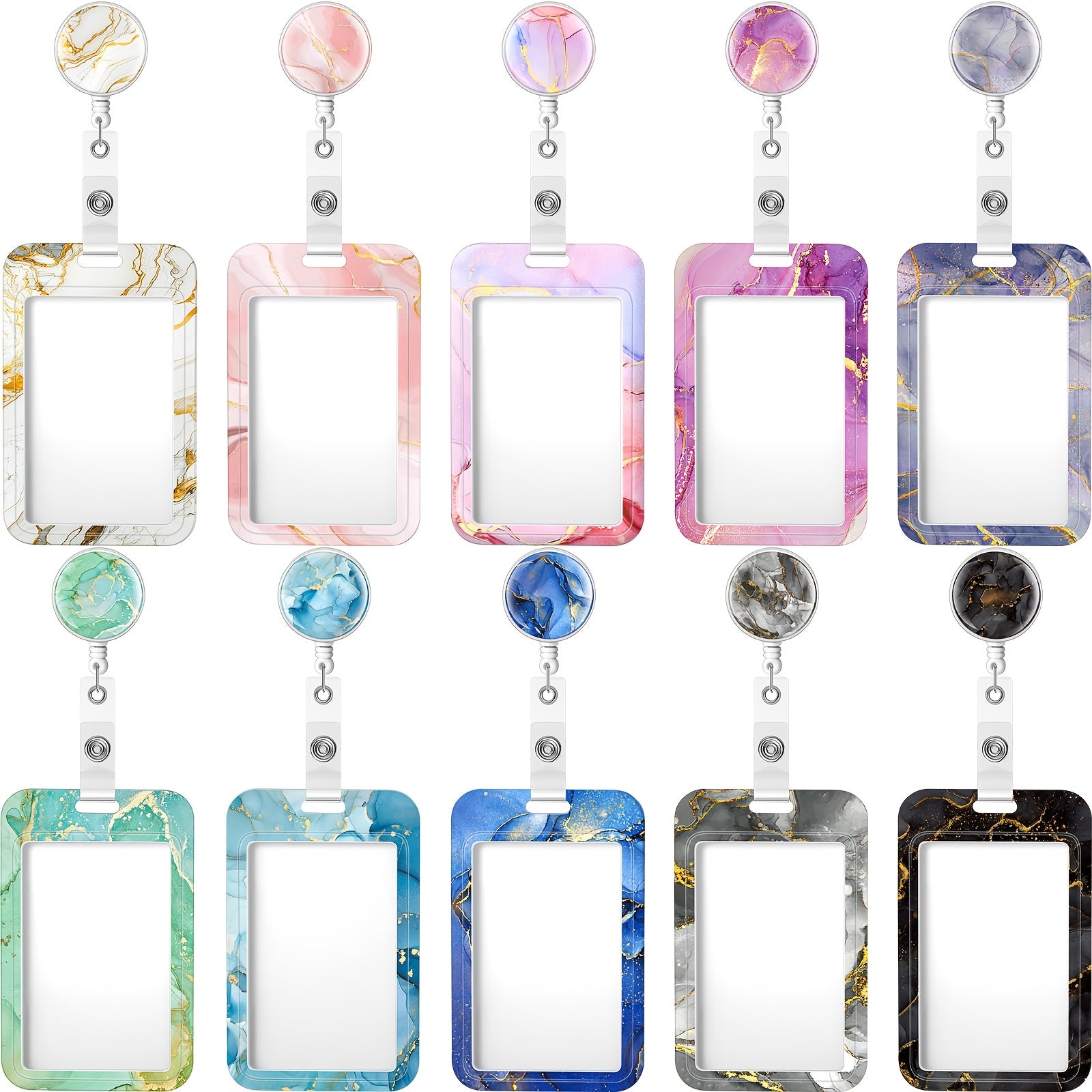 TEMU 10 Set Badge Holder With Retractable Reel Retractable Id Badge Holders With Clip Name Holder For Nurse Doctor Teacher Office Gift For Coworkers