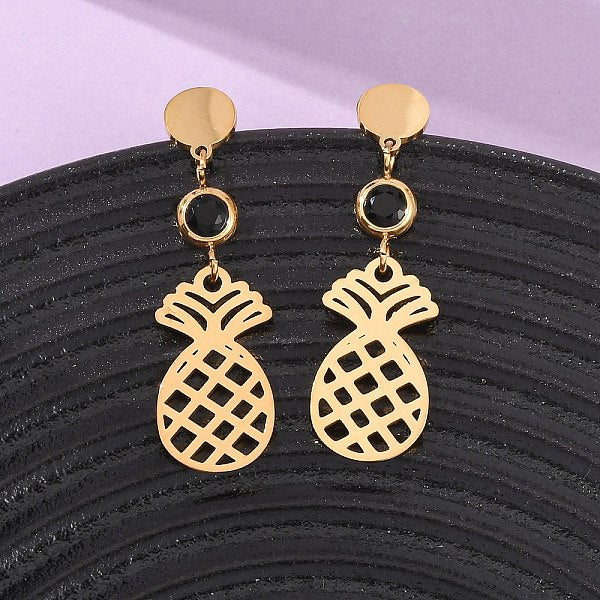 Boucles d'oreilles pendantes en forme d'ananas en acier inoxydable 304