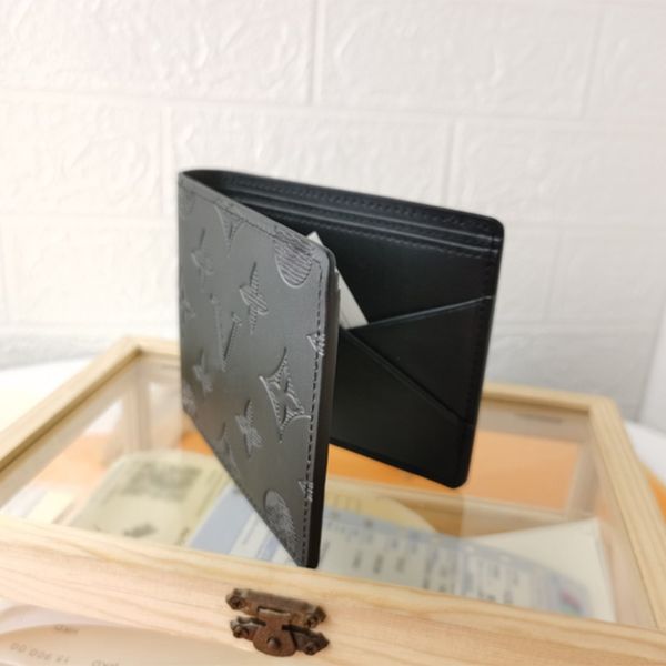 Designer Men wallet women purse High quality fashion short Black horizontal letter lychee grain leather Wallet Complete set of original box