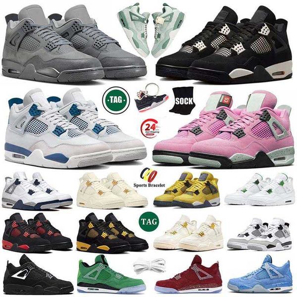 Designe 4 4s Basketball Shoes Smoke cinza UNC Rosa Criado Metallic Blue Gold Primeira Classe Branco Canvas Black Cat Laney