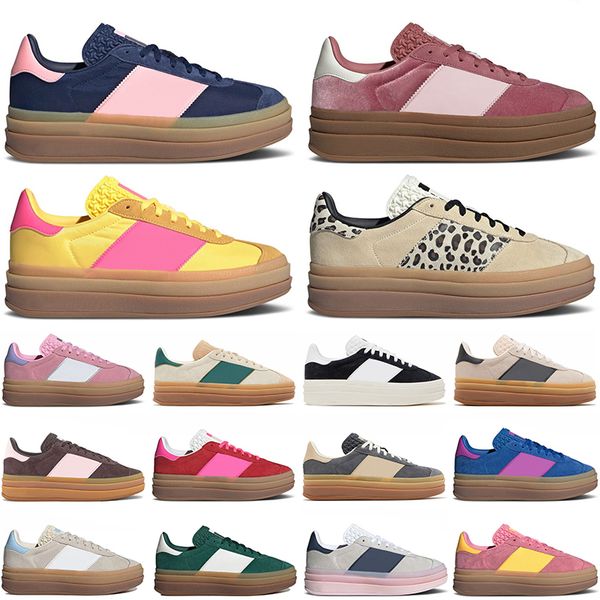 Top Fashion Bold Platform Designer Women Casual Shoes Cream Collegiate Green Pink Glow Gum Sports Trainers Suede Leather Plate-forme Woman L