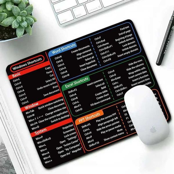 PC Mousepad Simples Windows Shortcut Mouse Pad Pad Offrof Software Office Word Excel PPT PPT FORTHUTS Small Laptop Mouse Mat Y240821