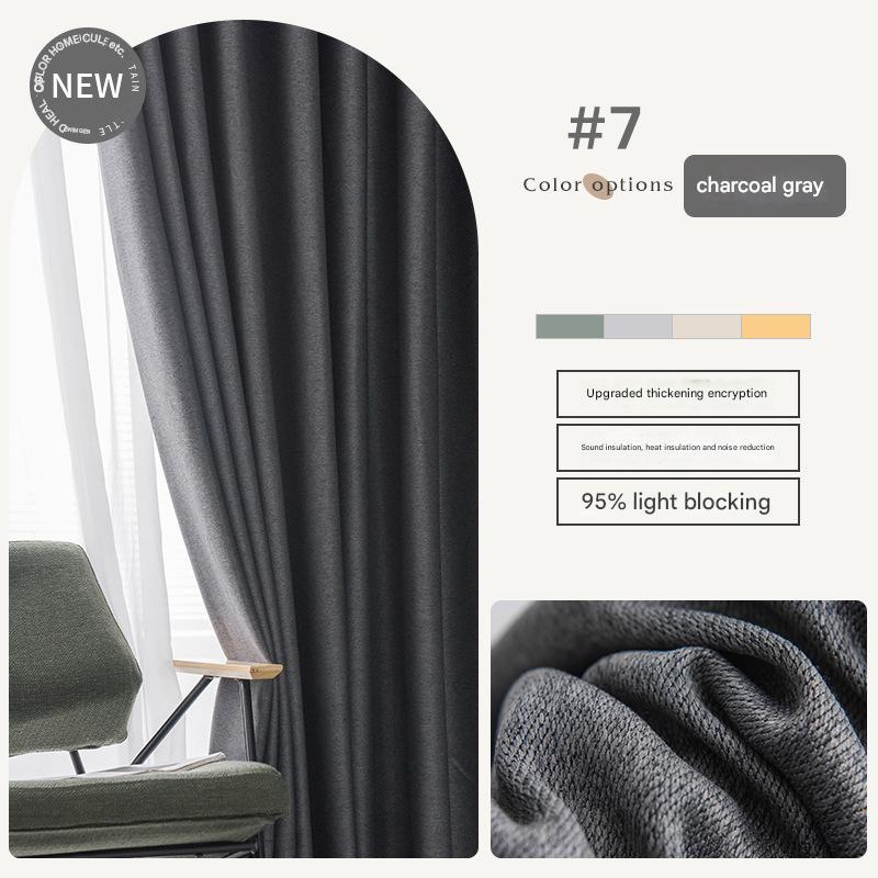 YL-36989 flat double-sided linen curtain fabric high light-proof sunshade soundproof cotton and linen curtain finished product for living room and b