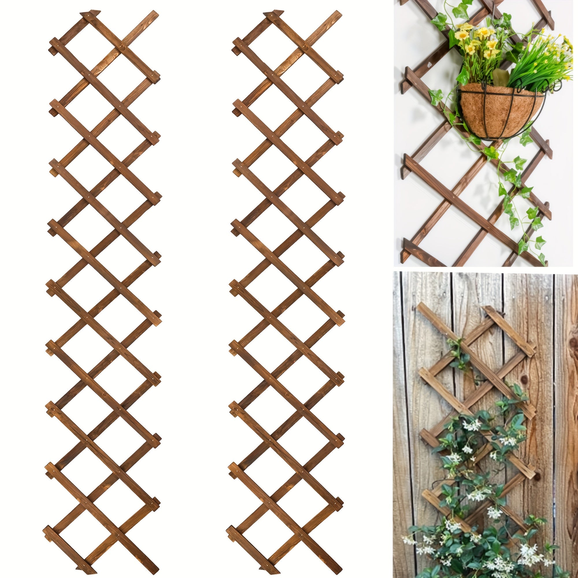 TEMU Wooden Lattice Wall 2pack- Plant Garden Trellis For Climbing Plants Outdoor Air Plant Vertical Rack Wall Decor For Room Patio