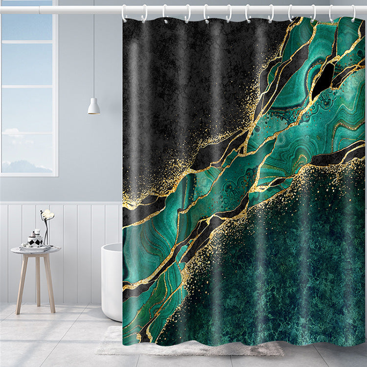 YL-36949 Manufacturers Spot Digital Printed Fabric Shower Curtain Waterproof Thickened Bathroom Partition Curtain with Hook