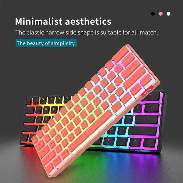 Keyboards STK61 Rainbow Backlit Keyboard BT 3.0 +Type-C Dual-Mode Mechanical Gaming Keyboard for IOS Android Win Mobil Tablets Notebook z250