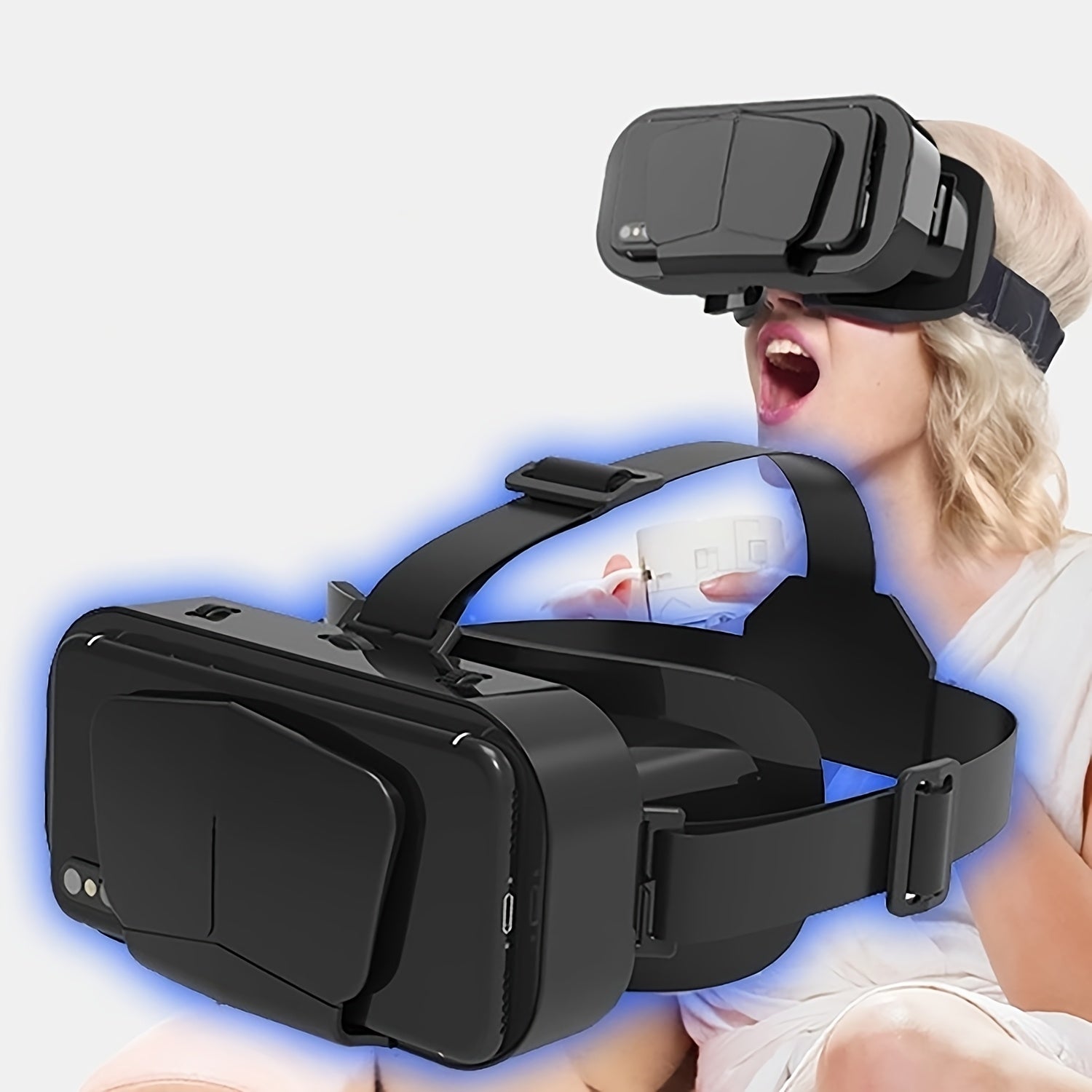 TEMU 1pc Vr Headset, Hd Large Screen Mobile Vr Glasses, Adjustable Strap, Uncharged , Ideal For Valentine's, Birthday, Graduation, Anniversary,