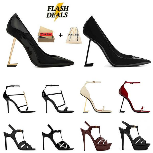 2024 Popular Designer Womens Dress Shoes Luxury Classic Lady 10 CM High Heels Vintage Black Golden Sliver Red Leather Wedding Party Office S