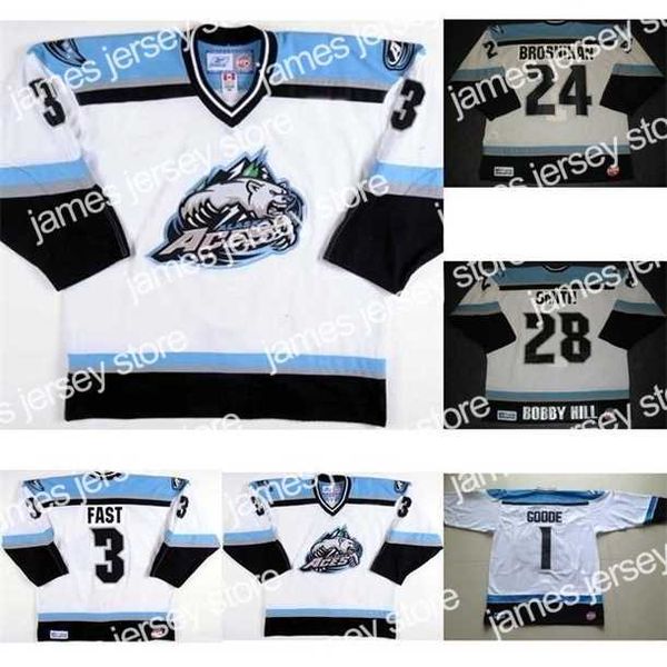 College Hockey Wears Thr 2017 Customize ECHL Alaska Aces 3 TJ Fast 24 Patrick Brosnihan Mens Womens Kids 100% Embroidery Best quality Cheap