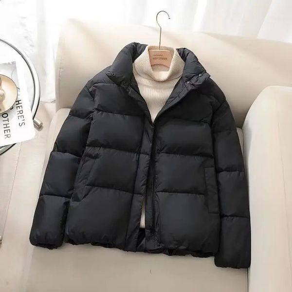 Winter Short Parka Jacket Women Thick Cotton Padded Coats Female Stand Collar Loose Puffer Parkas Down Jackets Outwear 240914