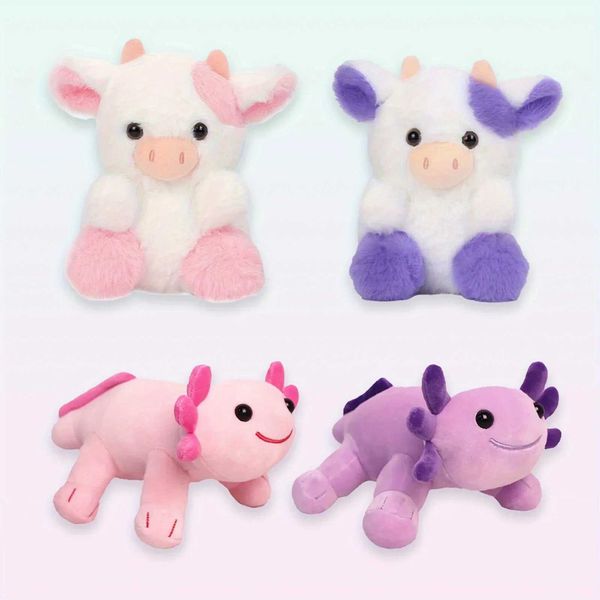 2Pcs Salamander Doll and Long-hai Cow Baby Combination Set er Cute Furry and Soft Cow and Salamander P Toy OrnamentsT250117