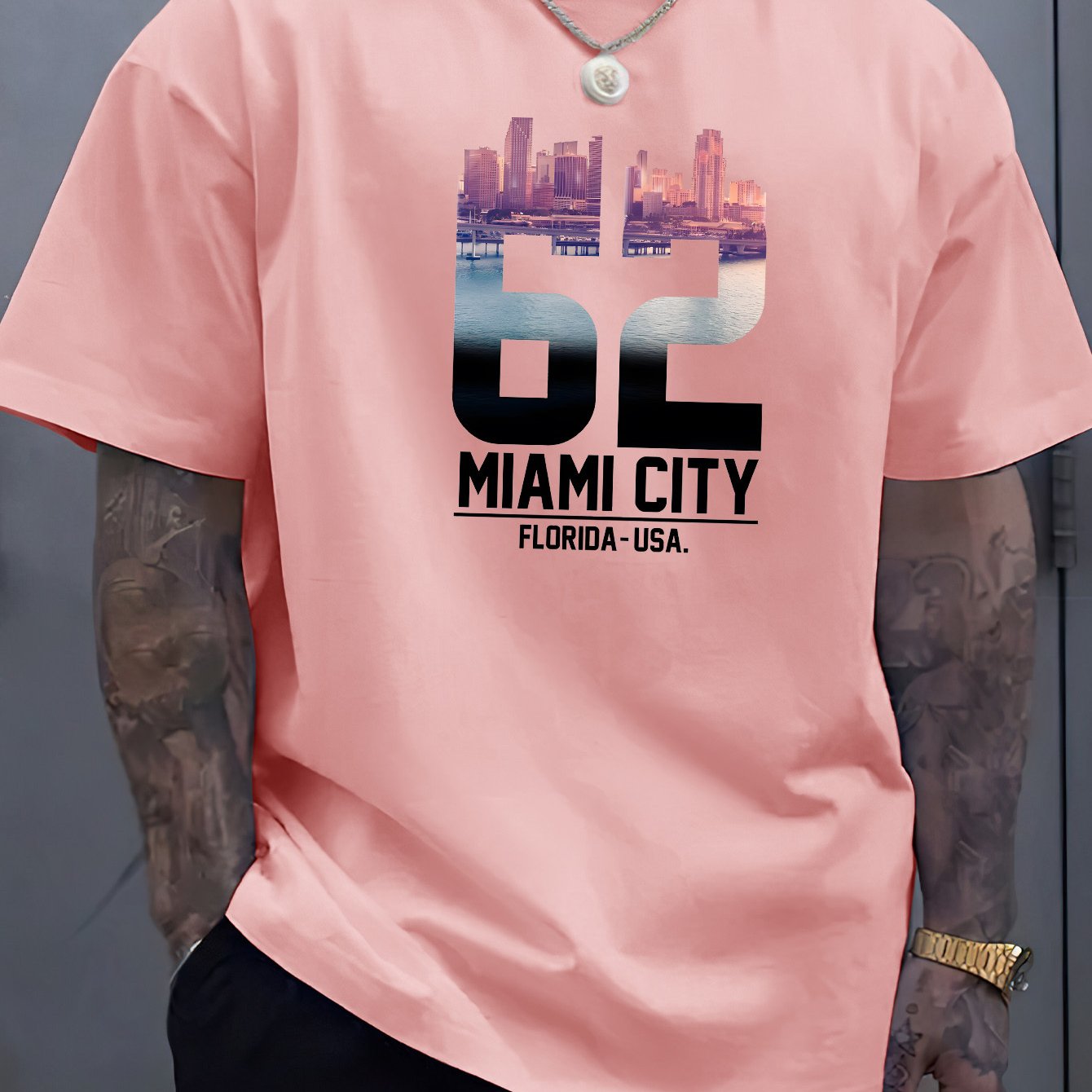 TEMU Men's Trendy Letter Print T-shirt - Black, Style, 100% Polyester, Summer Essential, Round Neck, Ribbed Detail, Glossy Finish