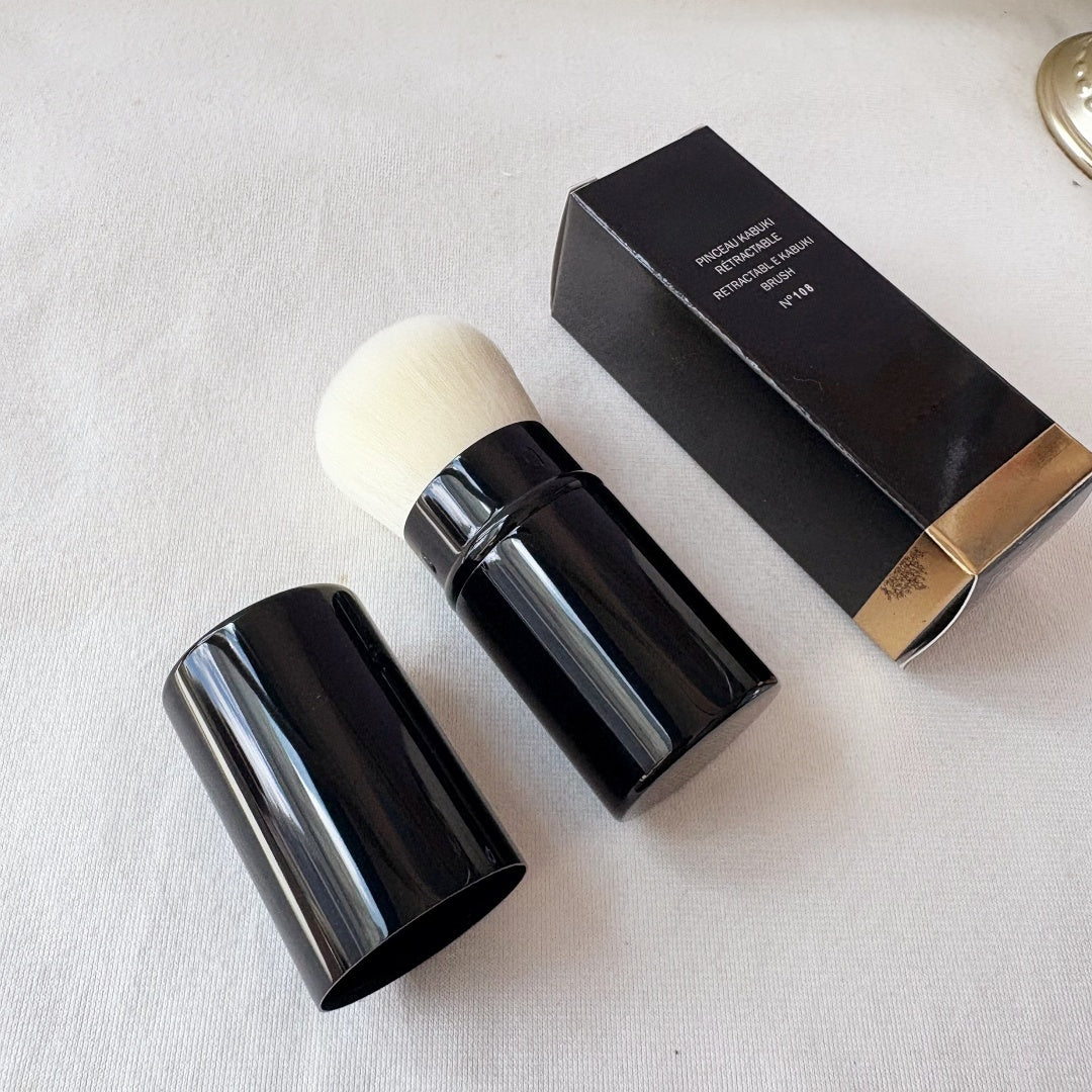PINCEAU RETRACTABLE KABUKI No 108 Black Professional Portable Round Cream Liquid Foundation Powder Blush Makeup Brush