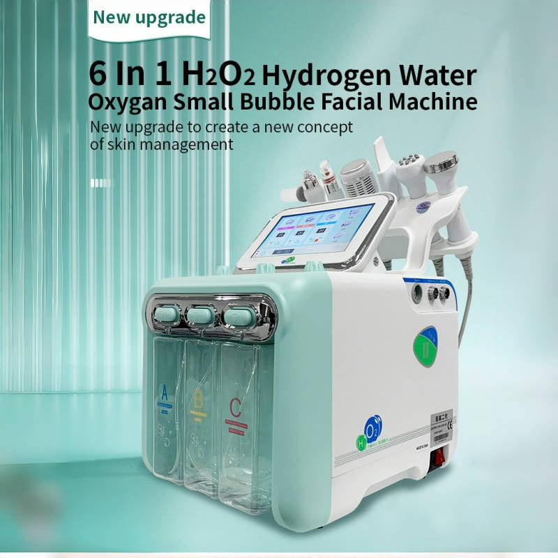 Upgrade 6 in 1 Small Bubble Skin Care Tools Ultrasonic RF Hydra Deep Facial Pore Clean Facial Massage Machine