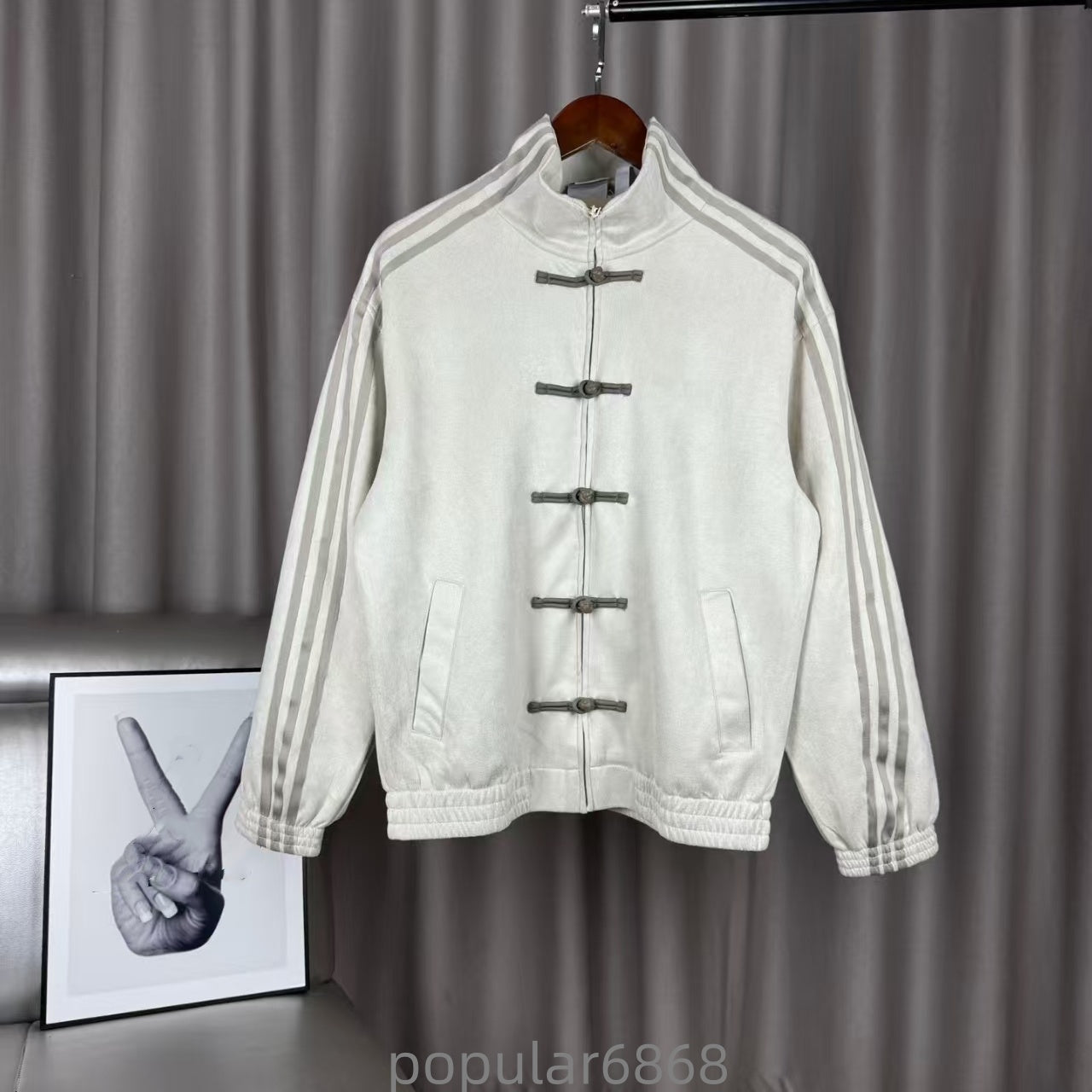 Men&#039;s Designer Pilot Jacket Fleece-Lined Cuffs with Letter Embroidery Chinese-Style Sporty Stand Collar with Button Placket Autumn Fashion Base